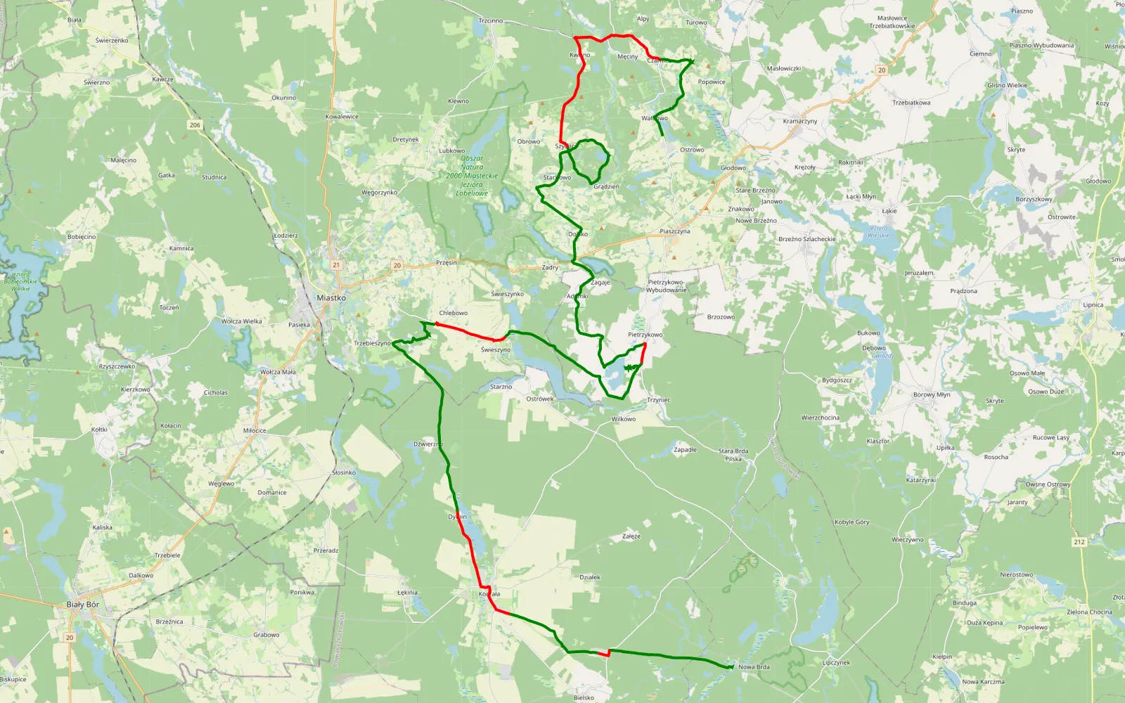 Map of Kasz - 66.3 km offroad trail, Człuchów County