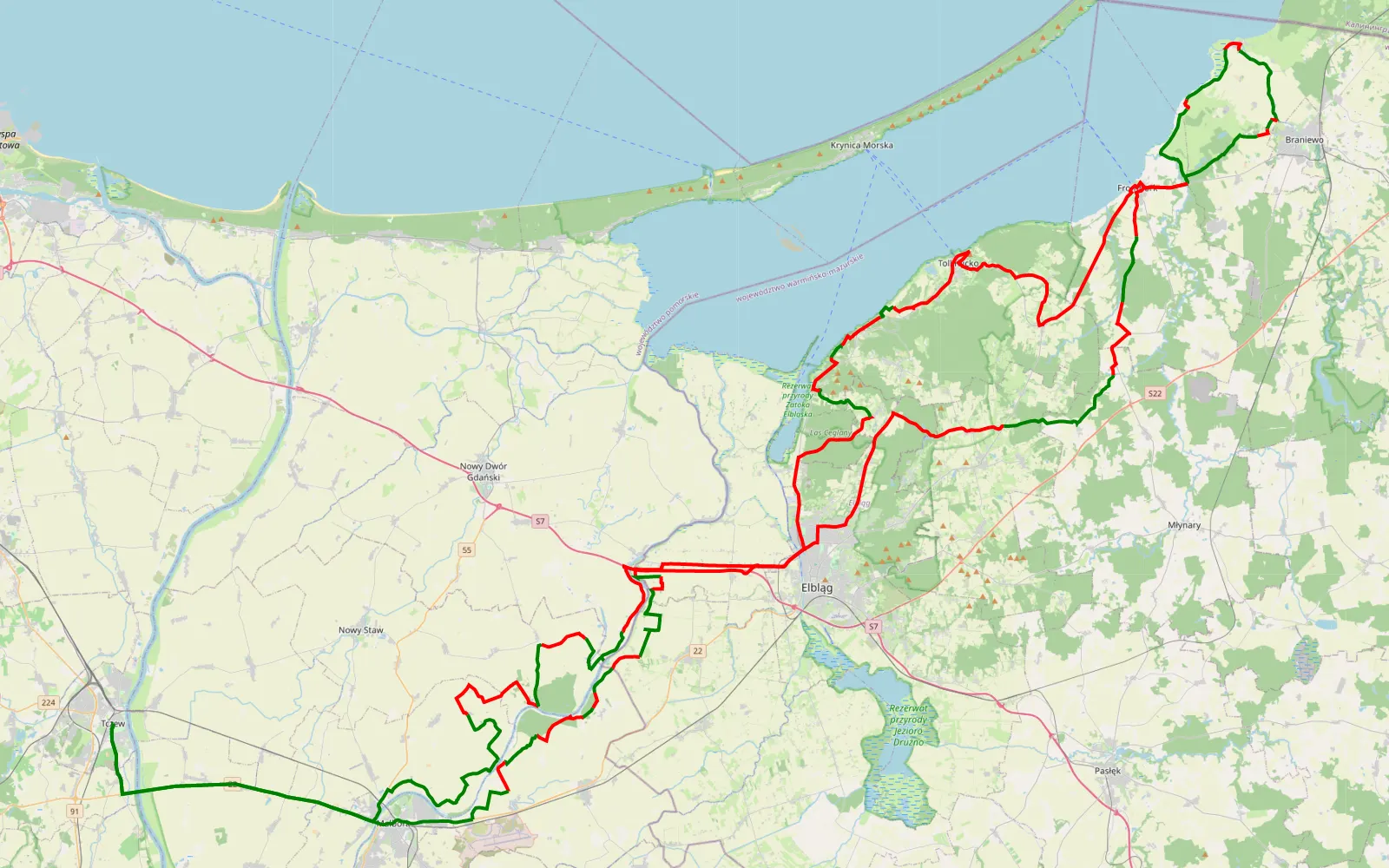 Mapa trasy Frombork 2024 - 192.1 km trasy offroad, Powiat Elbląski