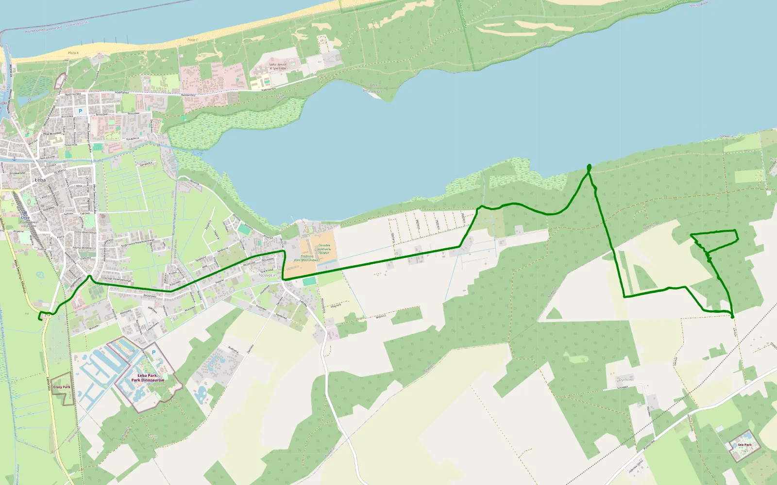 Map of Nowęcin - Łeba - 10.4 km offroad trail, Lębork County