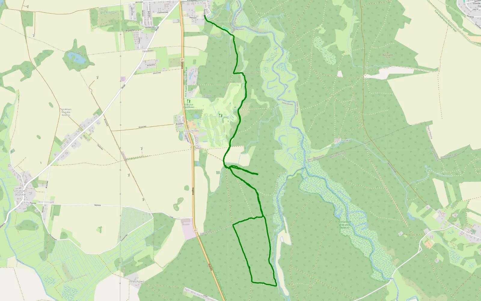 Map of Zajączkowo - 9.1 km offroad trail, Słupsk County