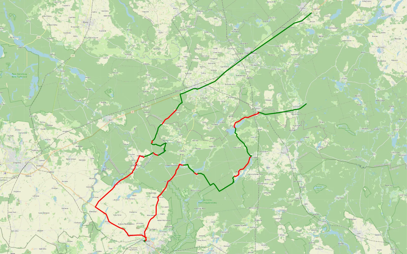 Map of Osieczna - Frank - 85.6 km offroad trail, Tuchola County