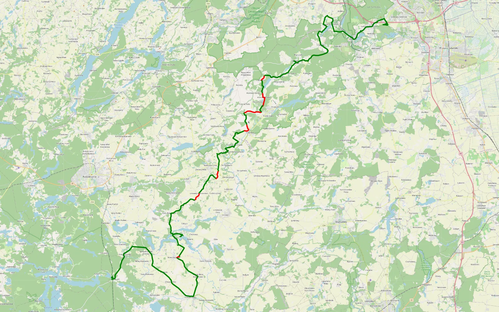 Map of Straszyn-olpuch - 46 km offroad trail, Kościerzyna County