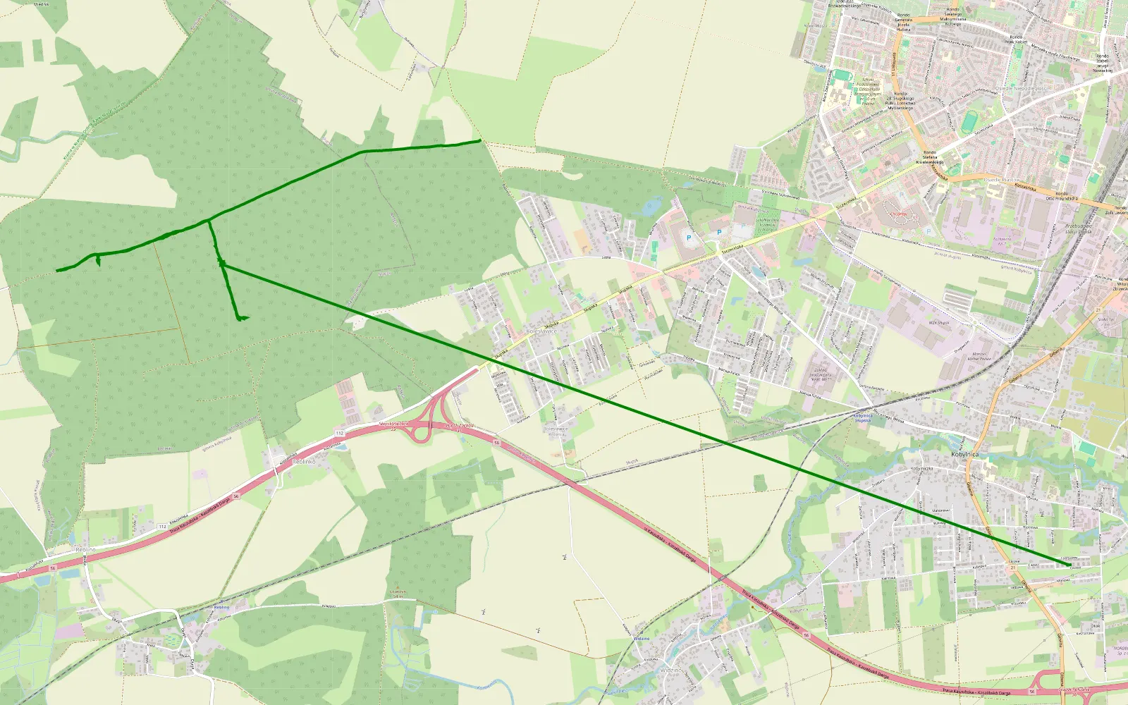 Mapa trasy Grubo las za realem - 6.3 km trasy offroad, Powiat Słupski