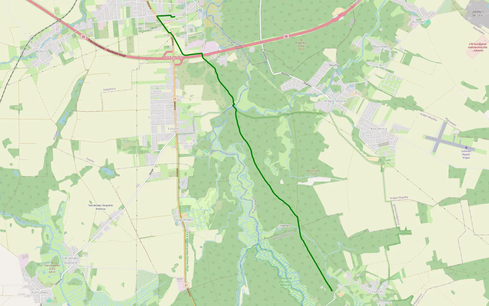 Map of Lebuń - Kobylnica - 4.6 km offroad trail, Słupsk County