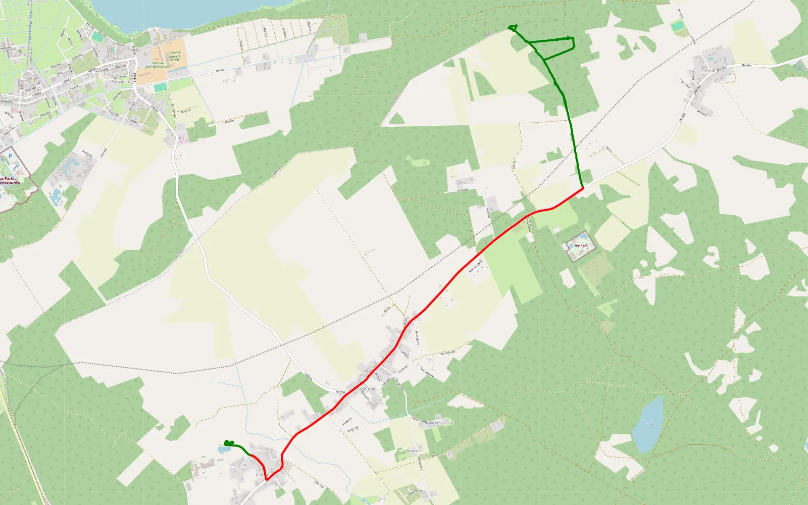 Map of Grubo - 8.7 km offroad trail, Lębork County