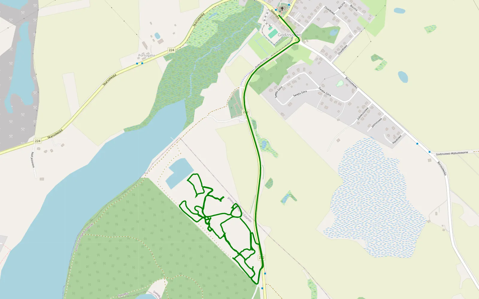 Mapa trasy Godziszewo cybul i waluś - 4.5 km trasy offroad, Powiat Starogardzki